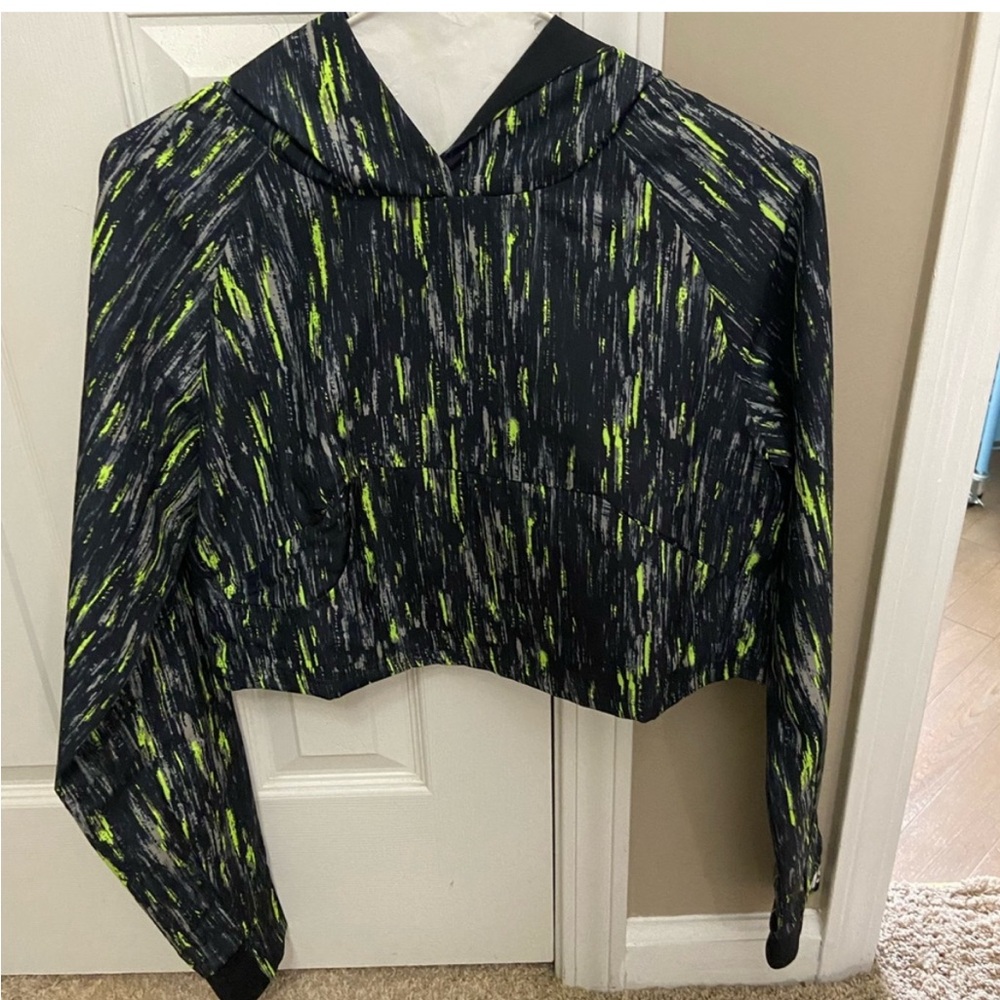 Gymshark Black and Green Patterned Hoodie
